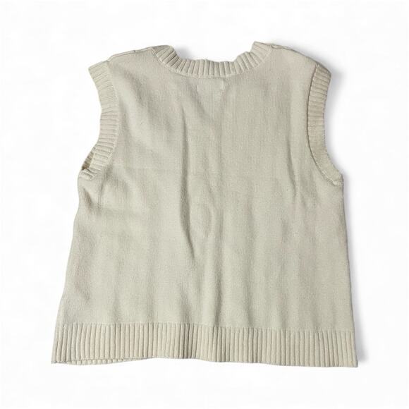 Hollister Sweater Vest Women Small Ivory V-Neck Sleeveless Knit Layering Ivy - Picture 2 of 7